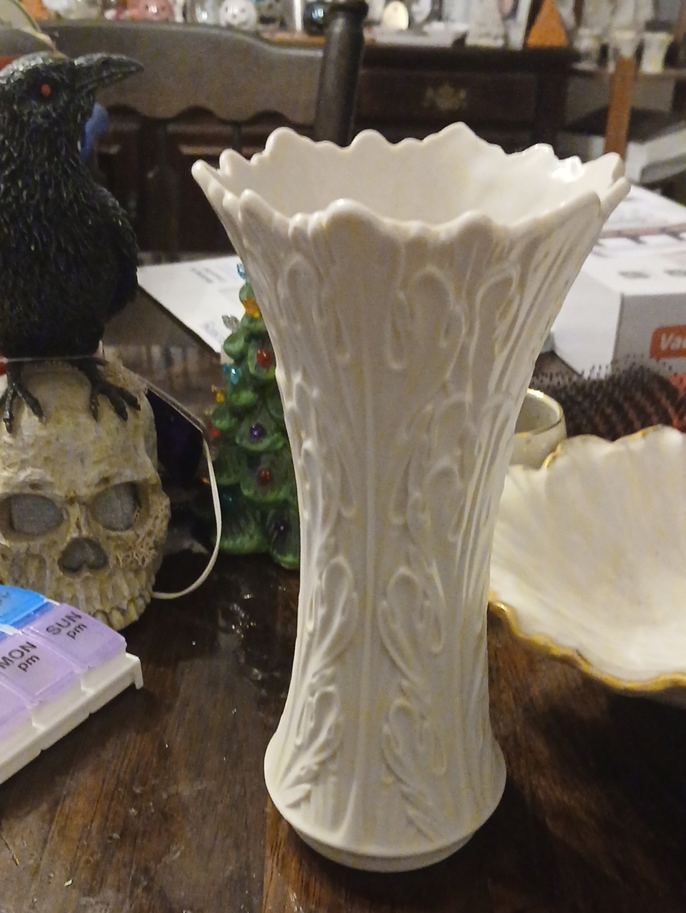 Lenox Classic White Embossed Ceramic Vase - Elegant Home Accents